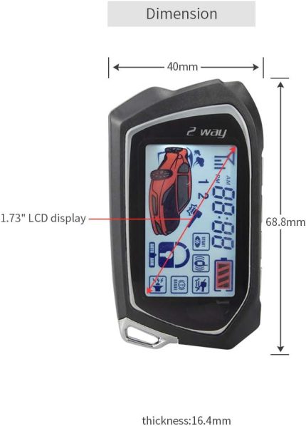 اندازه ریموت تصویری دزدگیر مدل ATV300